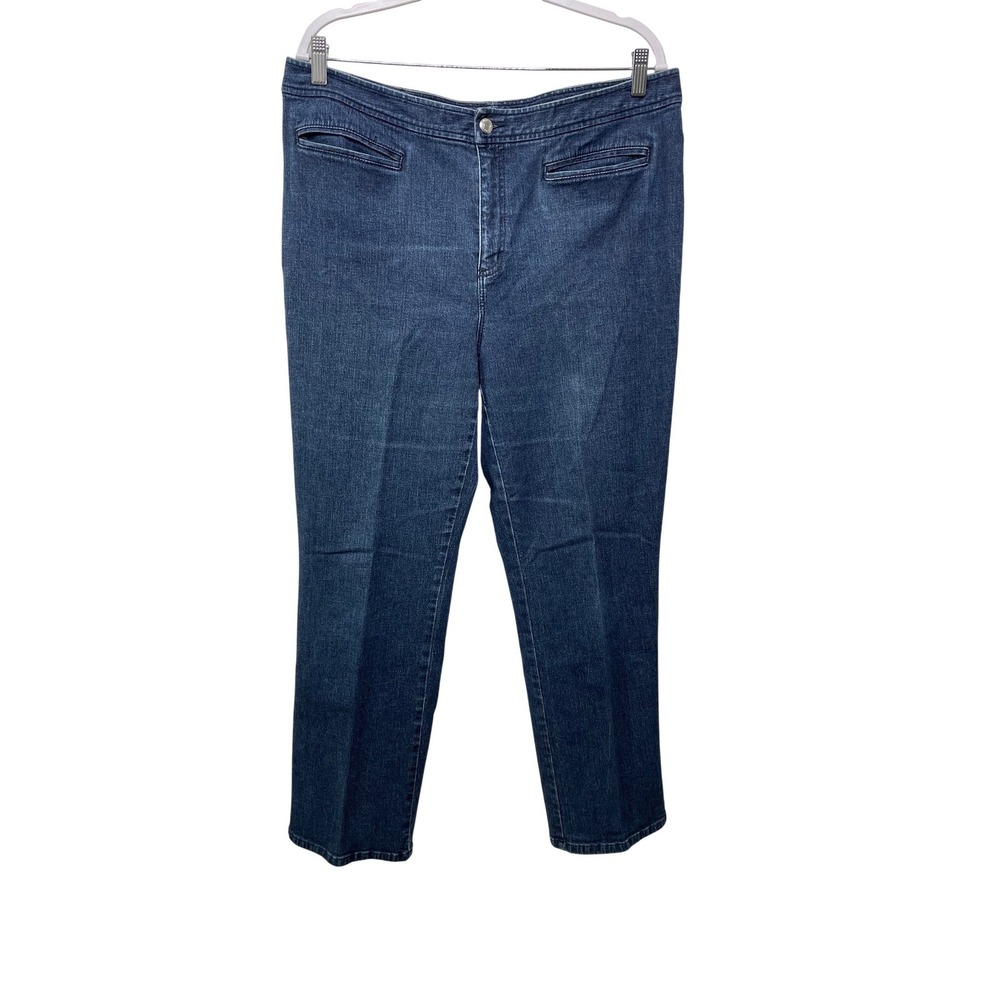 Vtg Y2K Lauren Ralph Lauren Blue Straight Leg Jeans Womens 16W High Rise Denim